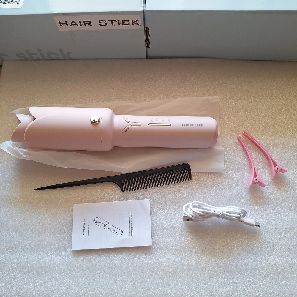 Cordless Automatic Hair Curler, USB Rechargeable Auto-Rotating Curling Iron NEW